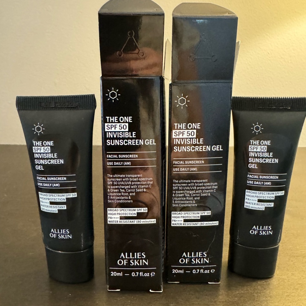 Allies of Skin The One SPF 50 Invisible Sunscreen Gel 20 ml .67 oz Travel X2